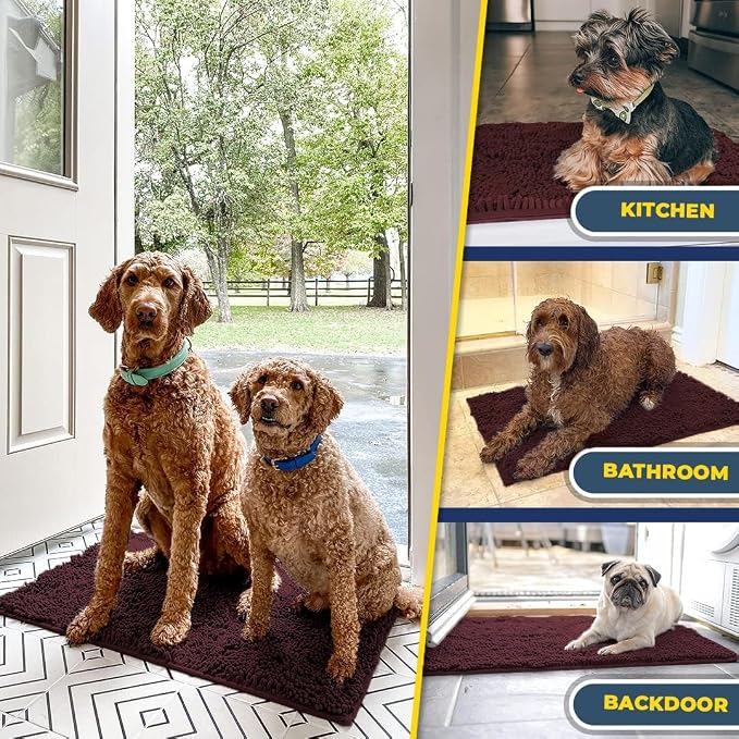 Muddy Mat® | Super Water Absorbent Door Mat Indoor, Microfiber Quick Dry Chenille Entryway Rug, Slip Resistant Front Door Mat, Indoor Mats for Entryway, Machine Washable Pet Rug, Rust 36" x 46"