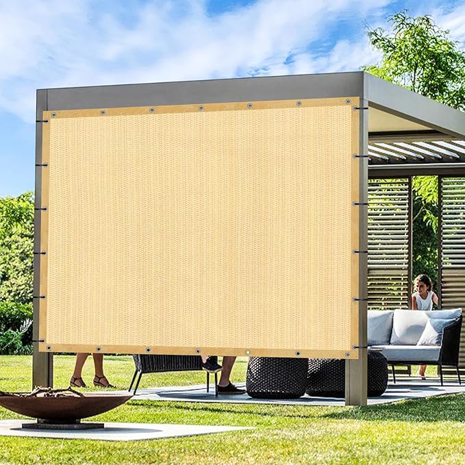 Artpuch Outdoor Pergola Shade Cover 8' X 12' Sun Shade Cloth with Grommets, 90% UV Protection Canopy Patio Privacy Screen (Customized Available) GN107, Wheat