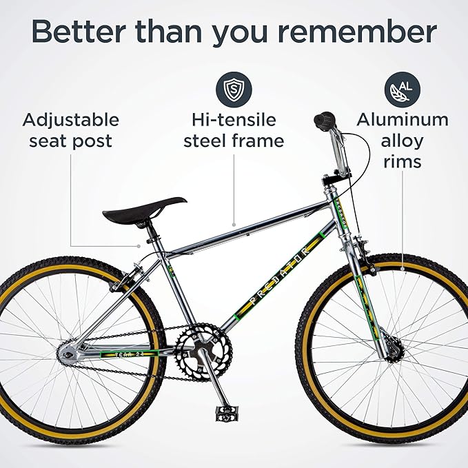 Schwinn Sting Pro and Predator Team BMX Bike for Kids/Youth, Retro Design, Single-Speed, Hi-Ten Steel Frame, 20 or 24-Inch Wheels, Multiple Colors