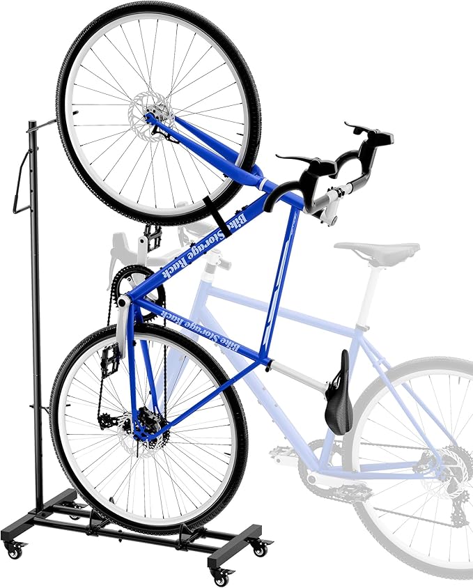 Vertical Bike Parking Stand - Adjustable Height for 29" Wheels, Space-Saving & Freestanding Bike Rack for MTB/Road Bikes,No-Drill Installation Indoor Bike Storage for Apartments & Garages