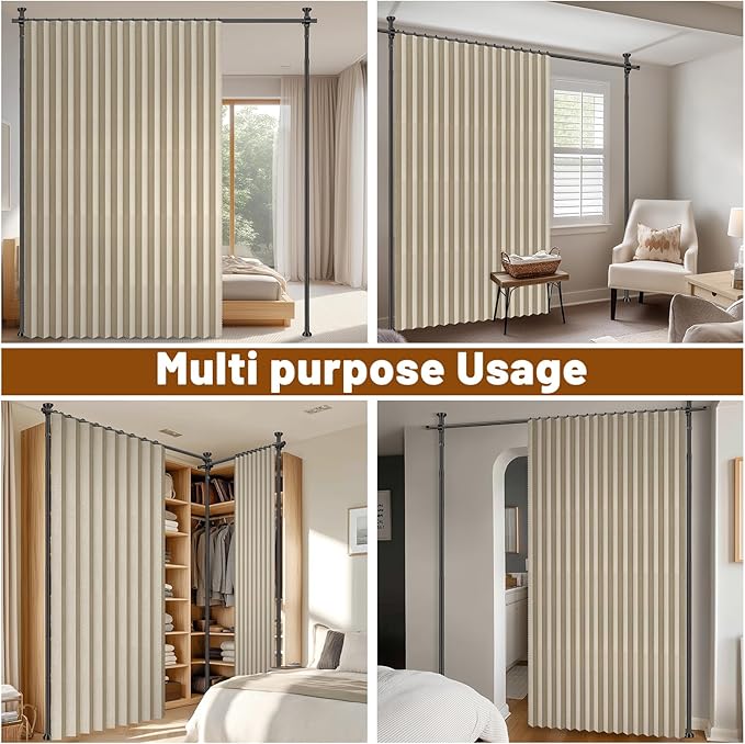 100% Blackout Room Divider Curtains Sets Beige W100 x L84 in, 1 Panel Curtain