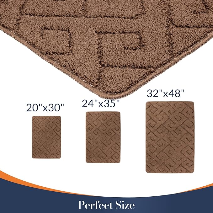 Walensee Indoor Doormat, Front Door Mat for Entrance (20"x32" Brown) Machine Washable Entryway Rug, Non Slip Trapper Door Rugs Absorbent Dirt Low Profile Shoes Scraper Inside Floor Mats