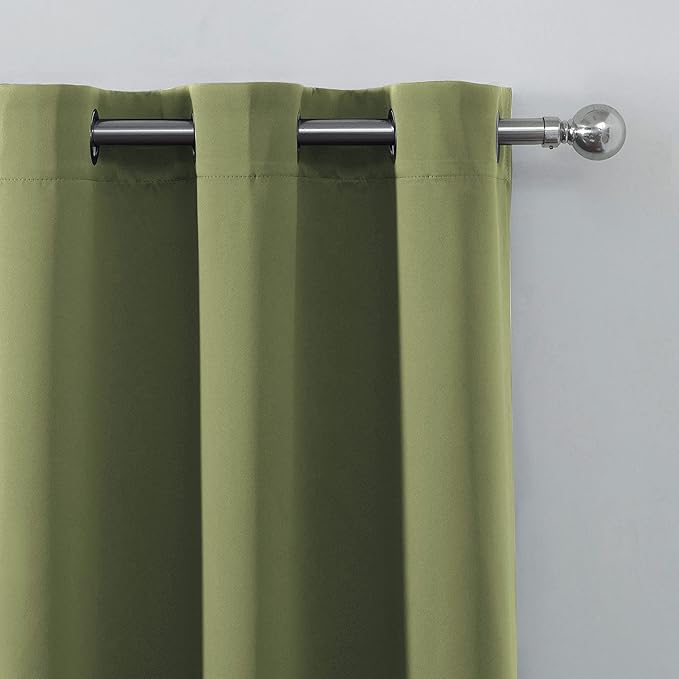 LEMOMO Olive Green Thermal Blackout Curtains/38 x 63 Inch/Set of 2 Panels Room