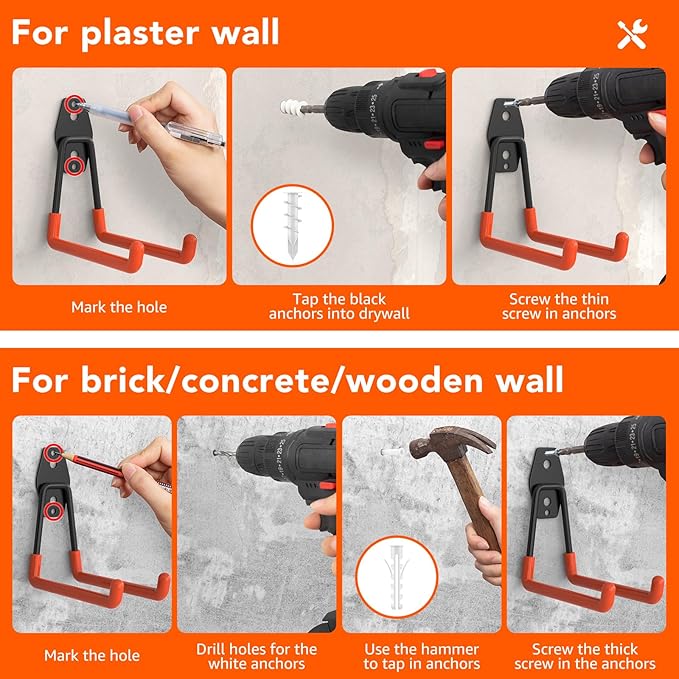 32 Pack Garage Hooks with Anti-Slip Coating Heavy Duty Wall Mount Hooks