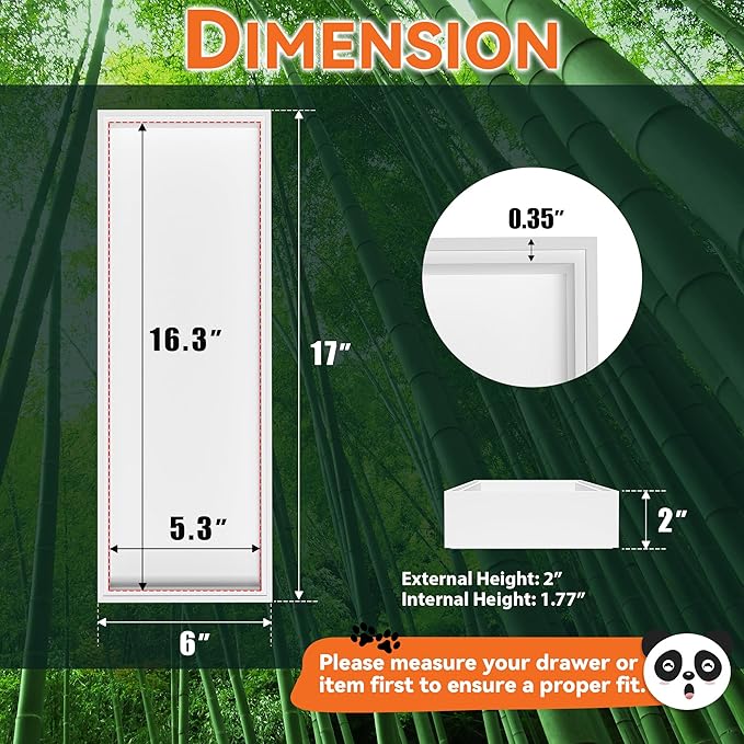 Bamboo Drawer Organizer, Extra Large Silverware Organizer for Kitchen Drawer, Stackable Utensil Organizer, 2 Pcs Toilet Tank Topper Tray, Wooden Toilet Paper Basket (White, 17 X 6 X 2 Inch)
