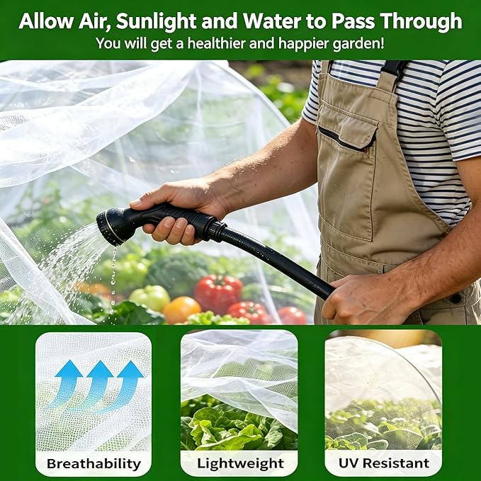 Garden Netting Pest Barrier 4x25FT Ultra Fine Insect Netting for Garden Raised Beds, Plant Net Mesh Cover for Garden Protection, Bird Bug Net, Greenhouse Row Cover Nets for Vegetables Fruits Flowers