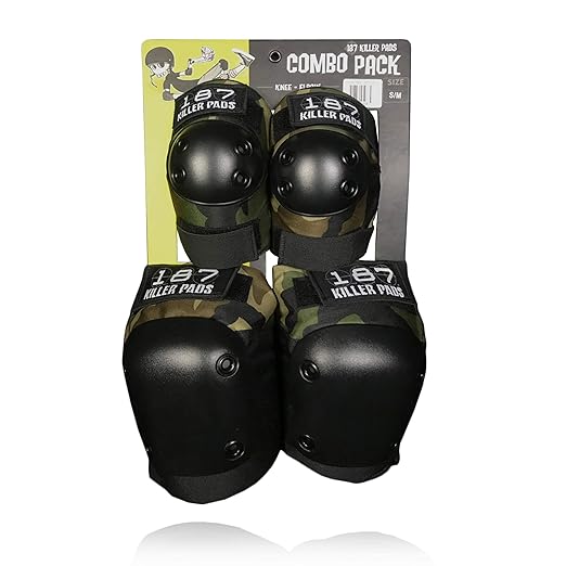 187 Killer Pads Knee Pads, Elbow Pads Combo Pack, Camo, Small/Medium