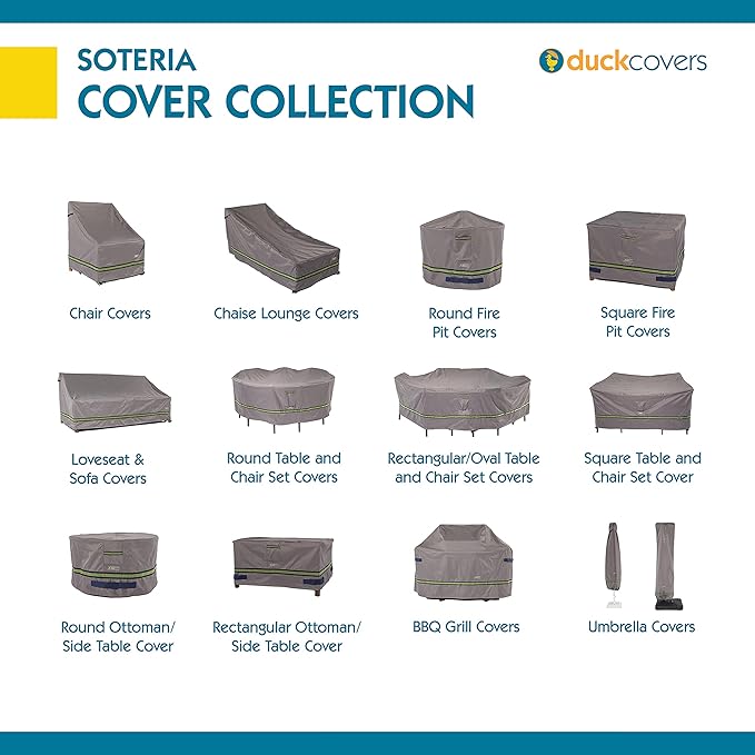 DUCKCOVERS Soteria Waterproof 96 Inch Rectangular/Oval Patio Table with Chairs Cover, Outdoor Table and Chair Cover