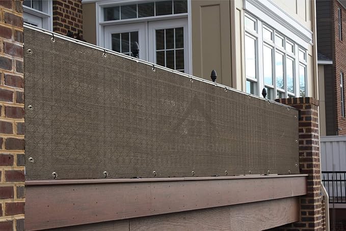 Alion Home© Elegant Privacy Screen Fence Mesh Windscreen for Backyard Deck Patio Balcony Pool Porch Railing 3 FT Height Brown/Mocha (3' x 4')
