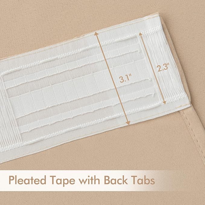 MIULEE Beige Back Tab Blackout Curtains 72 Inch Length 2 Panels Set