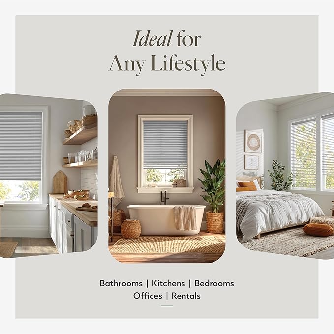 CHICOLOGY Cordless Mini Blinds for Indoor Windows, 46.75" W x 36" H, Light
