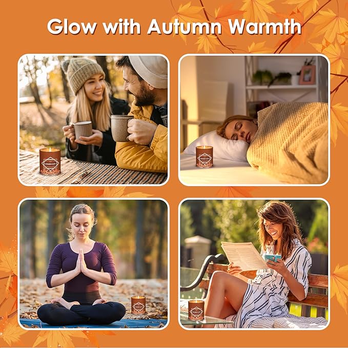 Fall Scented Candle – Cinnamon Clove Soy Candle 9oz, 50 Hour Burn, Non-Toxic Autumn Decor, Holiday Gift for Women & Men