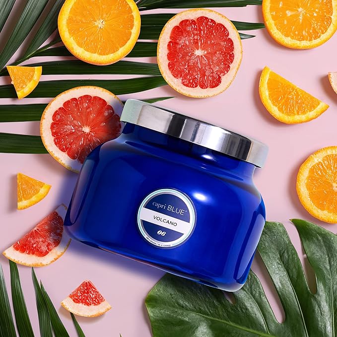 Capri Blue Volcano Scented Candles - Luxury Glass Jar Candles for Home Scented with Tropical Fruit & Sugared Citrus - Soy Wax Blend - Capri Blue Volcano - Blue Color (19 oz)