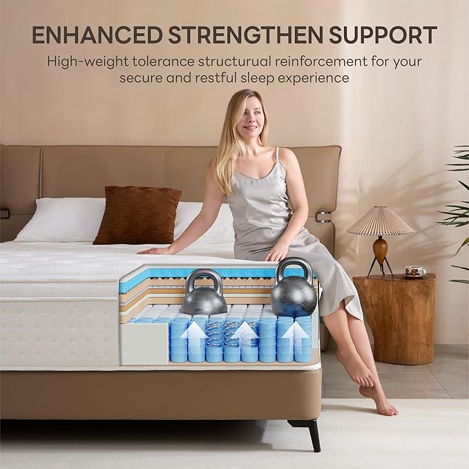 LIKIMIO 10 Inch King Mattress, Cool Hybrid Mattress in a Box, Gel Memory Foam, Individual Pocket Springs for Strong Edge Support, Motion Isolation, Pressure Relief, Oeko-TEX & CertiPUR-US, SG Made