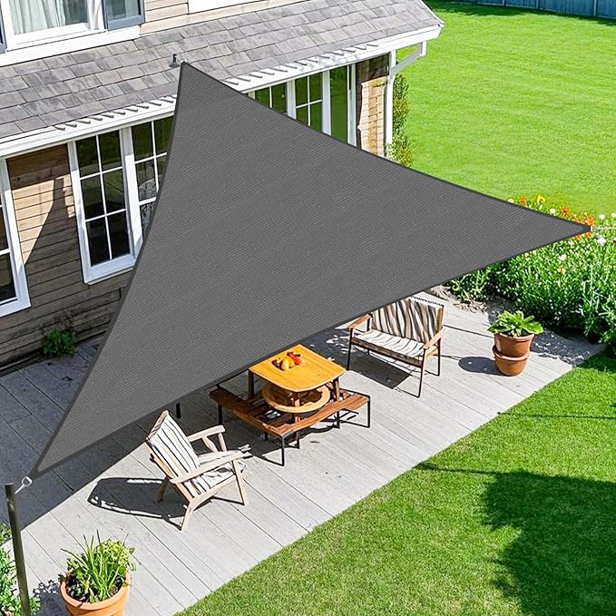 Amagenix Sun Shade Sail 15'X15'X15' Curved Edge Outdoor Shade Canopy Dark Grey Breathable 95% UV Block Shade Cloth for Patio Garden Backyard (We Make Custom Size)