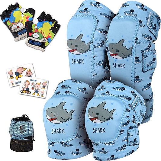 Soft-Style Kids Knee and Elbow Pads with Bike Gloves, Flexible Impact-Resistant Gear for Ages 2-11, Designed for Balance Bikes, Roller-Skating, and Skateboarding