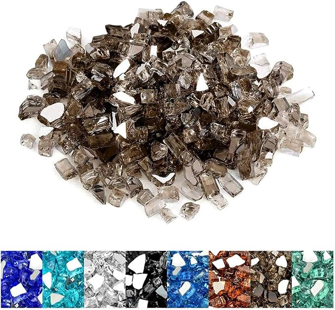 Mr. Fireglass 10 Pounds Fire Glass - 1/2 Inch High Luster Reflective Tempered Glass Rocks for Fireplace Fire Pit Table and Landscaping, Bronze