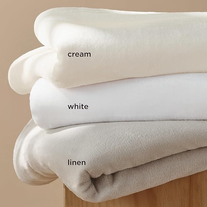 Bedsure Fleece Bed Blankets Full Size Cream - Soft Lightweight Plush Fuzzy Cozy Luxury Blanket Microfiber, 84x90 inches