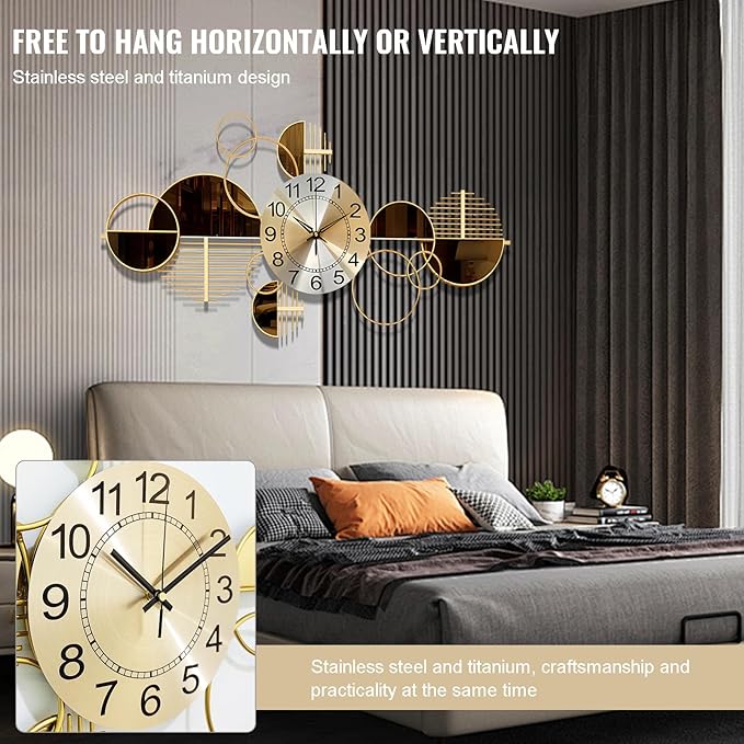 Metal Wall Clock Decorative 3D Metal Wall Art Clock
