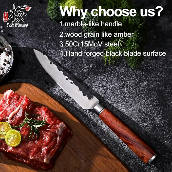 5 Inch Kitchen Paring Knife,Germany High Carbon Stainless Steel Professional Knife, Ultra Sharp,Hand-forged with Brazilian Rosewood,Gift Box