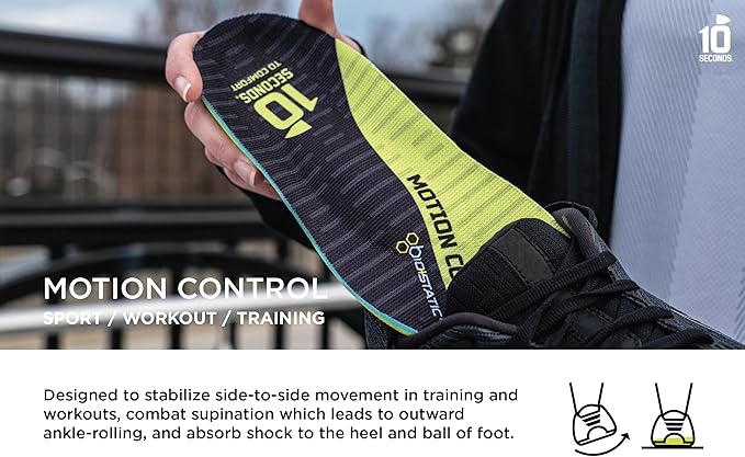 10 Seconds 3210 Motion Control Shoe Insoles, M 6, W 8 (2 Pack)