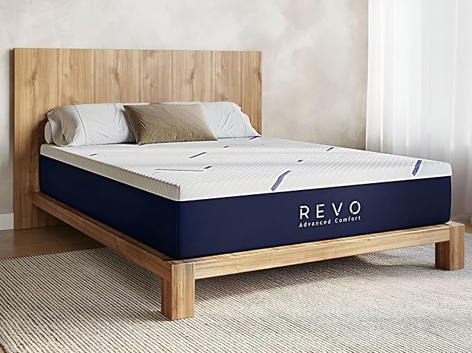 REVO Sleep Gel Memory Foam Mattress, 14-Inch Queen – Cooling Mattress with Contouring Gel Foam, Pressure Relief & Balanced Support – Soft, Breathable Comfort for Deep Sleep