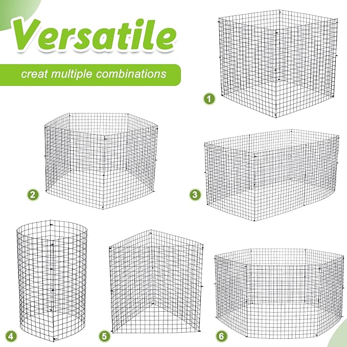 Zubebe 8 Pack Small Wire Plant Protectors Square Plant Protectors from Animals Mesh Cage Chicken Wire Cloche for Shrubs and Vegetables with Ground Stakes and Nylon Ties (12 x 12 Inch)