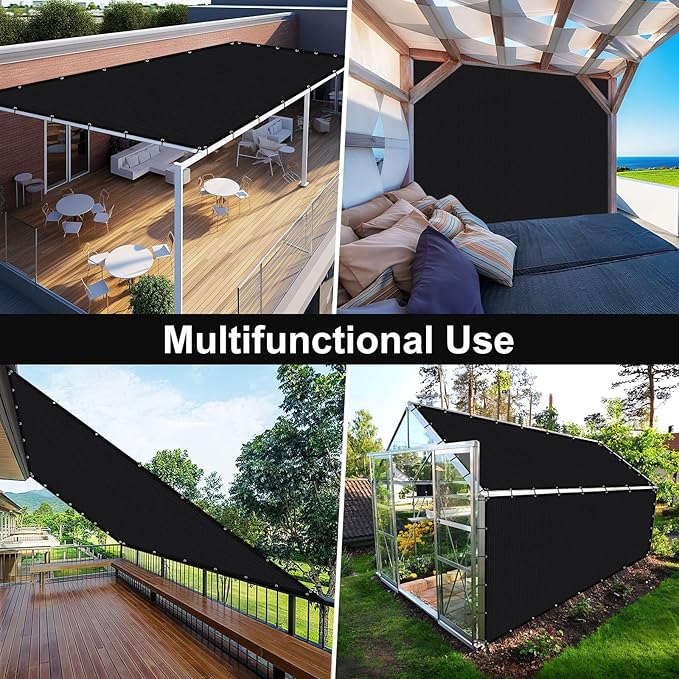 Artpuch 90% Sun Shade Cloth, 10 x 16 FT Pergola Shade Cover Canopy with Grommets, Sun Screen Fabric Tarp for Patio, Outdoor, Garden, Backyard, Black