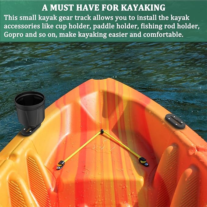 Kayak Track, Kayak Low Profile Track, Kayak Rail, Kayak Accessories Mount Track, Kayak Gear Track for Fishing Rod Holder, Fish Fider, Cup Holder, Anchor Cleats