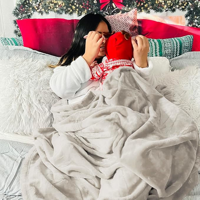 Bedsure Fleece Blanket King Size Linen - 280GSM Soft Lightweight Plush Cozy Blankets for Bed, Sofa, Couch, Travel, Camping