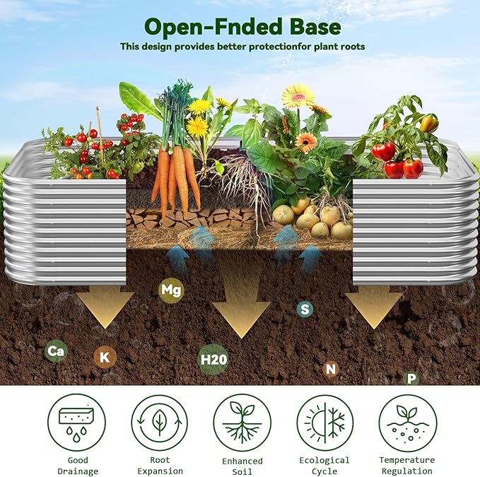 4 Pack Tall 8FT Corrugated Galvanized Steel Raised Garden Bed Outdoor, Metal Above Ground Garden Bed for Vegetables and Flowers, Raised Beds for Gardening-8x3FT