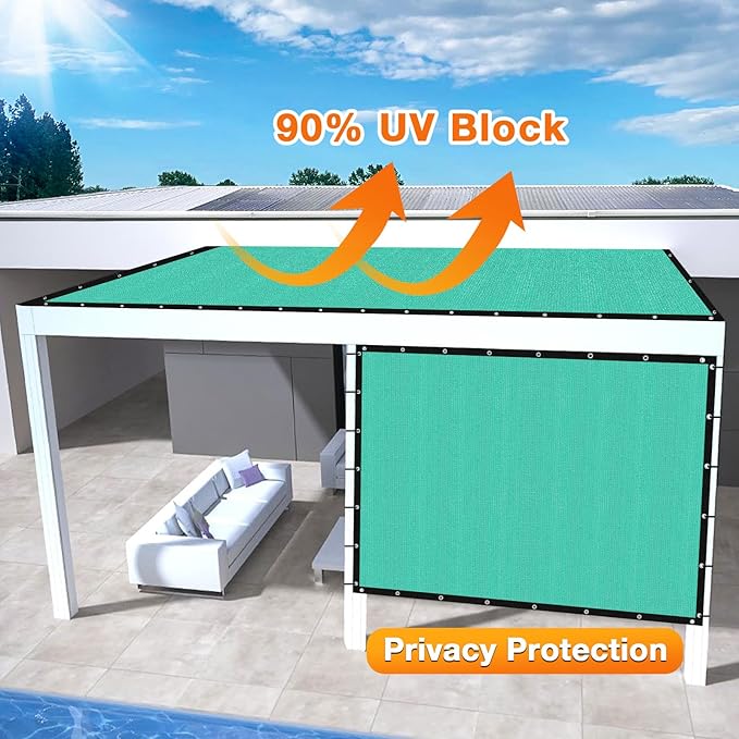 Artpuch Outdoor Pergola Shade Cover 6' X 14' Sun Shade Cloth with Grommets, 90% UV Protection Canopy Patio Privacy Screen (Customized Available) GN107, Turquoise