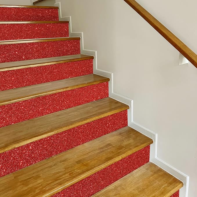 CRE8TIVE Red Glitter Wallpaper Border Peel and Stick Wall Border Fabric Shiny