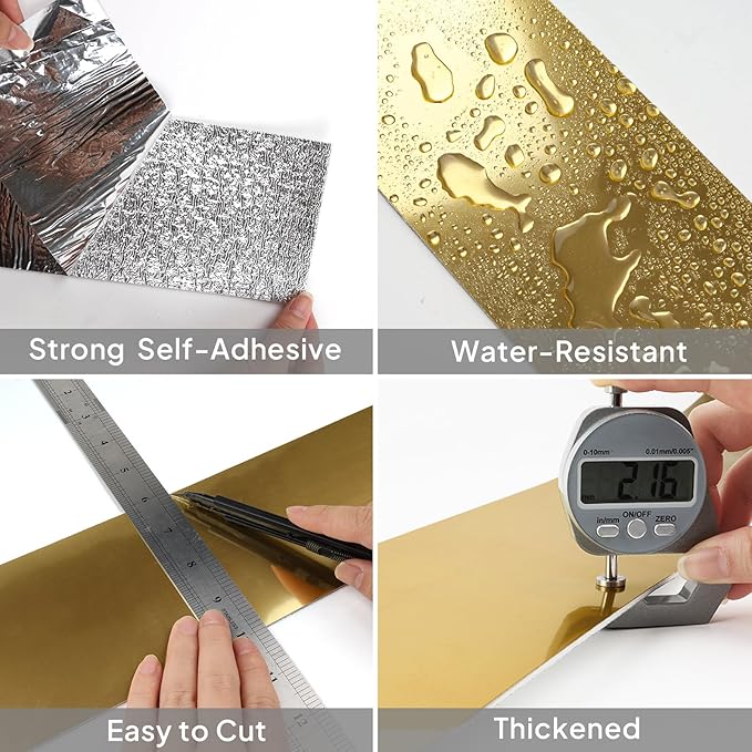 Self-Adhesive Wall Trim with Mirror Finish, 3.93" x 196.8" Peel and Stick