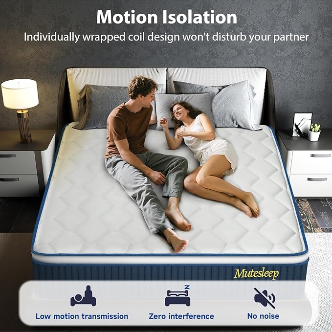 Twin Size Mattress 10 Inch, Twin Mattress in a Box, Hybrid Gel Memory Foam Medium Firm Feel Individual Pocket Springs Matress, Breathable Fabric, Strong Edge Support, Fiberglass Free