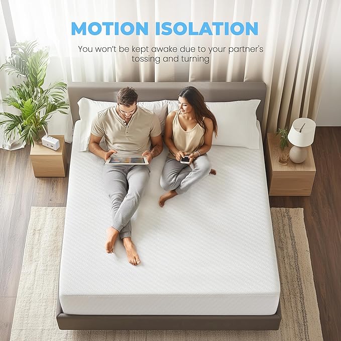 Neo Sleep 6 Inch Queen Cooling Gel Memory Foam Mattress Medium Firm CertiPUR-US Certified Foam, Mattress in a Box Enhanced Pressure Relief Removable Soft Cover No Fiberglass (Queen, 6 in)