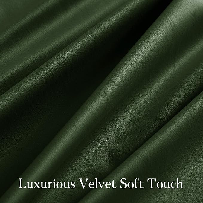NICETOWN Olive Green 90 inch Long Velvet Curtains