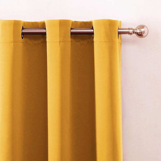 LEMOMO Yellow Blackout Curtains 34 x 84 Inches Long/Set of 2 Curtain