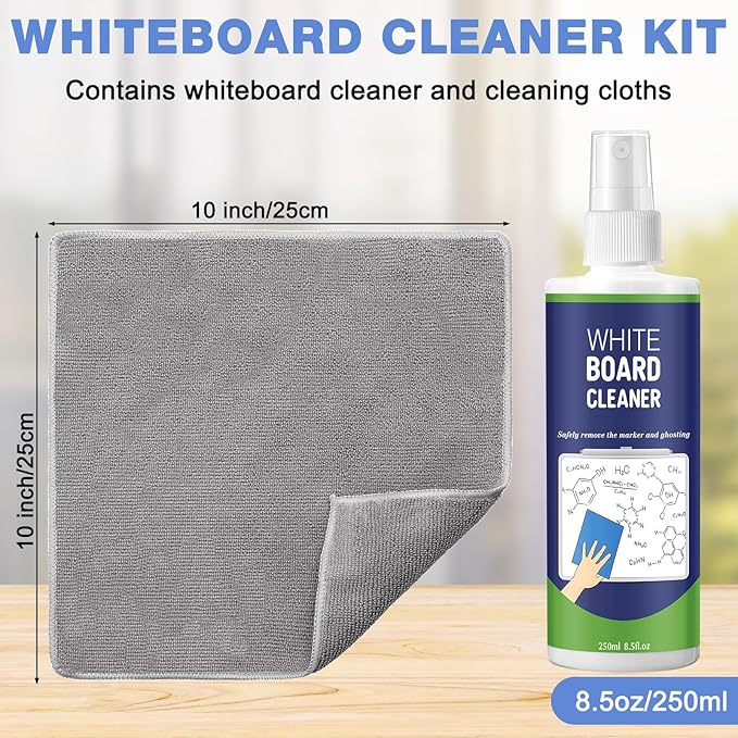 10 Pack Whiteboard Cleaner Spray 8.5oz Dry Erase Board Cleaner with 6 Cloths Non Toxic Dry Erase Cleaner Removes Stubborn Marks from Whiteboards
