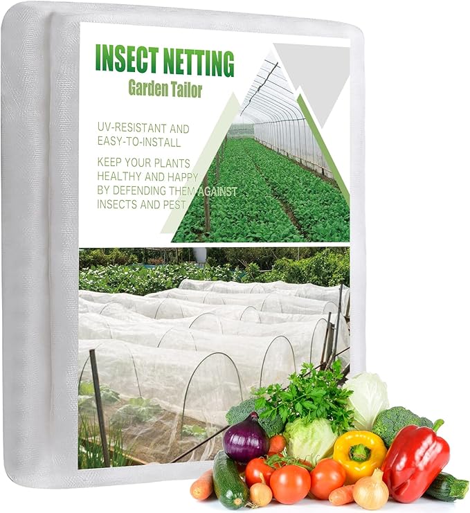 Garden Insect Netting Pest Barrier: 8'x25' Bug Netting for Garden Protection Mosquito Net Fine Mesh Cicada Tree Net Greenhouse Row Cover for Crops Plants Vegetables Flowers Fruits Silver