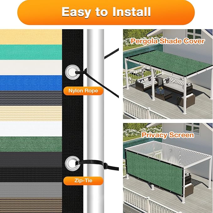 Artpuch Outdoor Pergola Shade Cover 4' X 5' Sun Shade Cloth with Grommets, 90% UV Protection Canopy Patio Privacy Screen (Customized Available) GN107, Green
