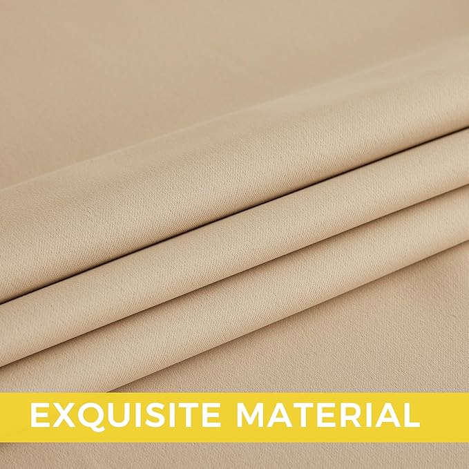 NICETOWN Room Darkening Draperies Curtains Panels, 2 Panels Biscotti Beige W52
