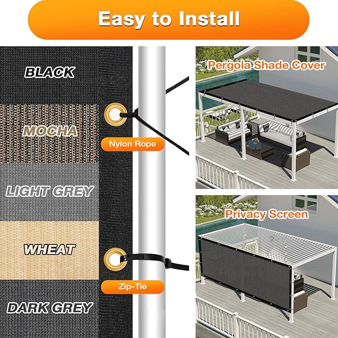 Artpuch Outdoor Pergola Shade Cover 13x18 FT Sun Shade Cloth with Grommets Dark Grey 90% UV Protection Canopy Patio Privacy Screen (Customized Available)