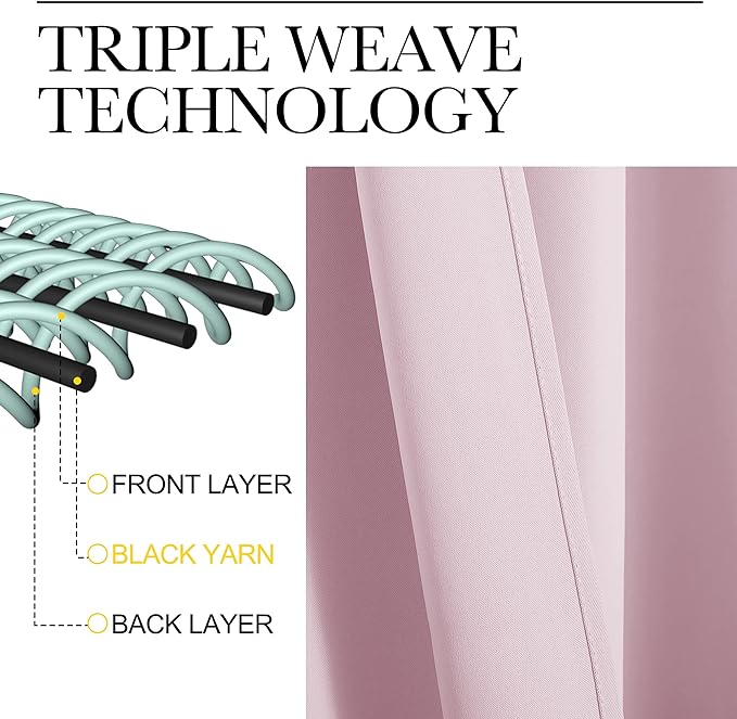 NICETOWN Baby Pink Blackout Curtains 120 inches Length