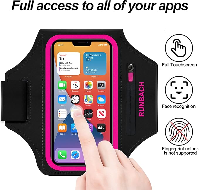 Armband for Samsung Galaxy S25/S24/S23/S22/S21/S20/S10/S9/S8,Galaxy A01/A8/A10e/A20e/A41/M01/Xcover 5,Water Resistant Sport Armband with Zipper Slot for Galaxy Buds (Pink)