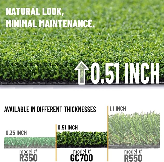 Ottomanson Artificial Turf Golf Hitting Mat 6'6" x 24' Indoor/Outdoor Waterproof Synthetic Fake Grass for Putting Practice Baseball Football Sports Gym Backyard, Custom Size 2' up to 30'