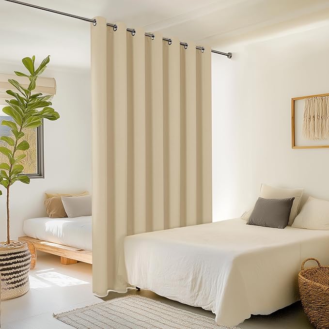 ChrisDowa Room Divider Curtain 90 Inches Long, Wide Blackout Sliding Door