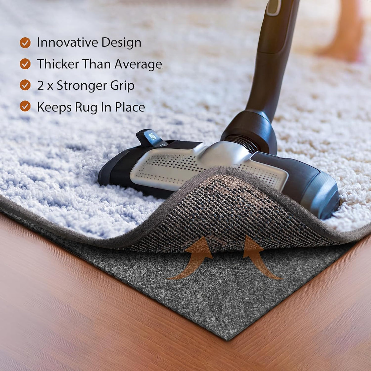 Felt Rug Pad, 5 x 7 Ft Rubber Non-Slip Rug Pad Gripper, Keep Rugs Secure and in Place, Extra Strong Under Carpet Mat Cushion - for All Floors