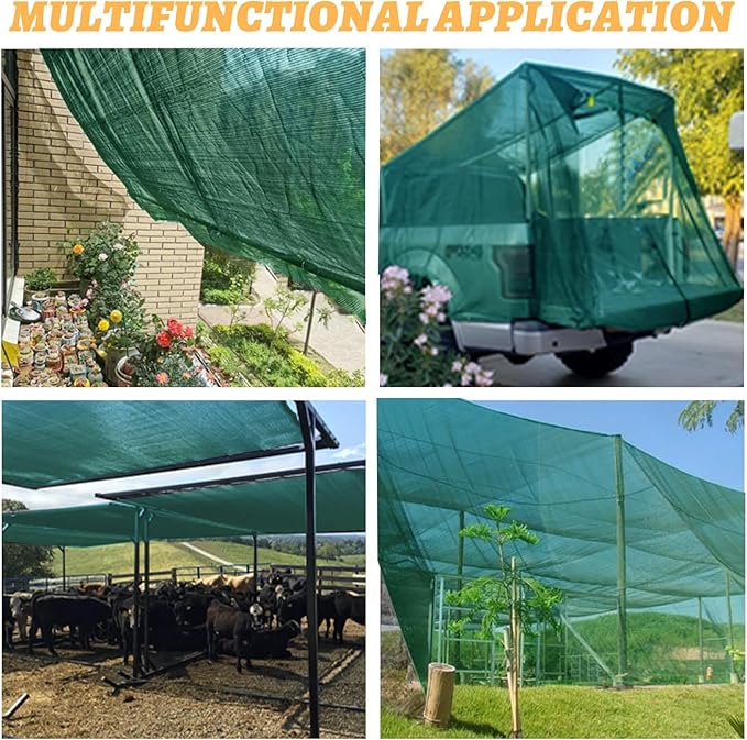 Cool Area 70% 6x12ft Sunblock Shade Cloth Cover Mesh UV Resistant Net for Garden Flower Plant Greenhouse, Dark Green