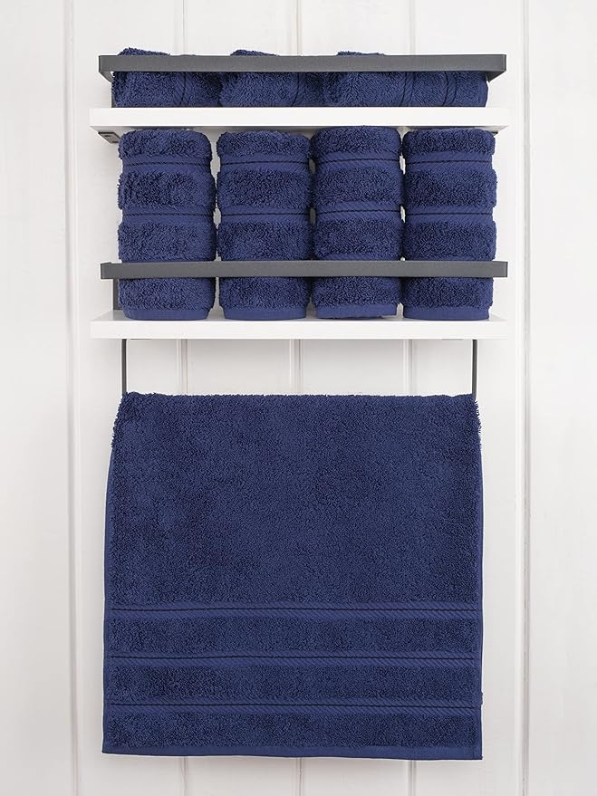 American Soft Linen Luxury Hand Towels for Bathroom, 600 GSM 100% Cotton Turkish 4 Piece Hand Towel Set, 600 GSM Hand Face Towels for Kitchen, Navy Blue Hand Towels